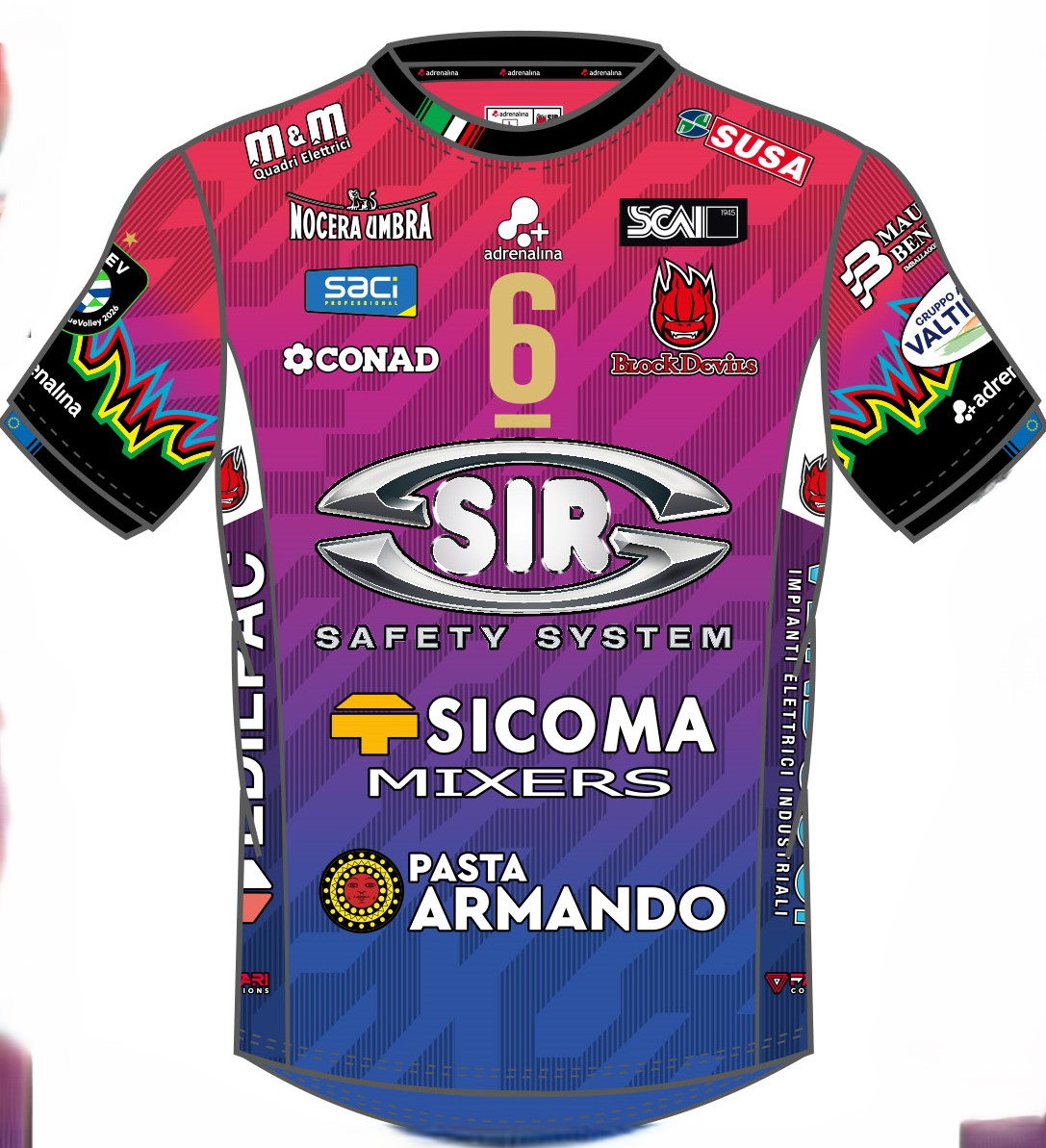 DIVISA CEV SIR PERUGIA ART TU247 COL 0217 FUCHSIA-BLACK